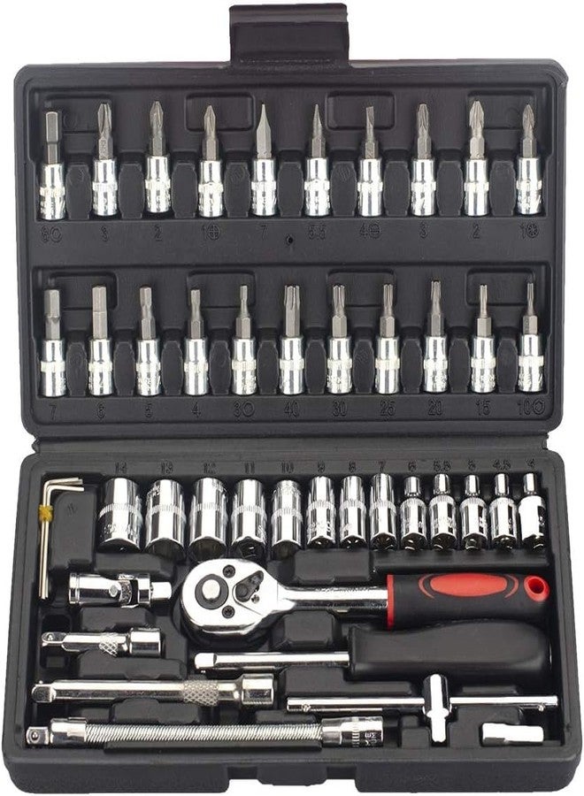 MECHDEL 46-in-1 Tool Kit for Home Use | Spanner Set | Socket Set | Wrench Set | Hand Tools | Bike Tool Kit Set | Goti Pana Box End Set | Socket Wrench Kit | DIY Car & Household Repair Tools - Image 1